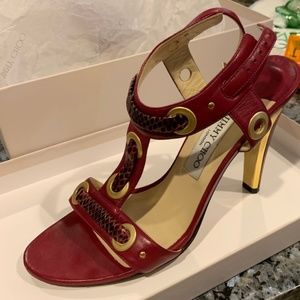 Jimmy Choo Napa/Watersnake Burgundy 39